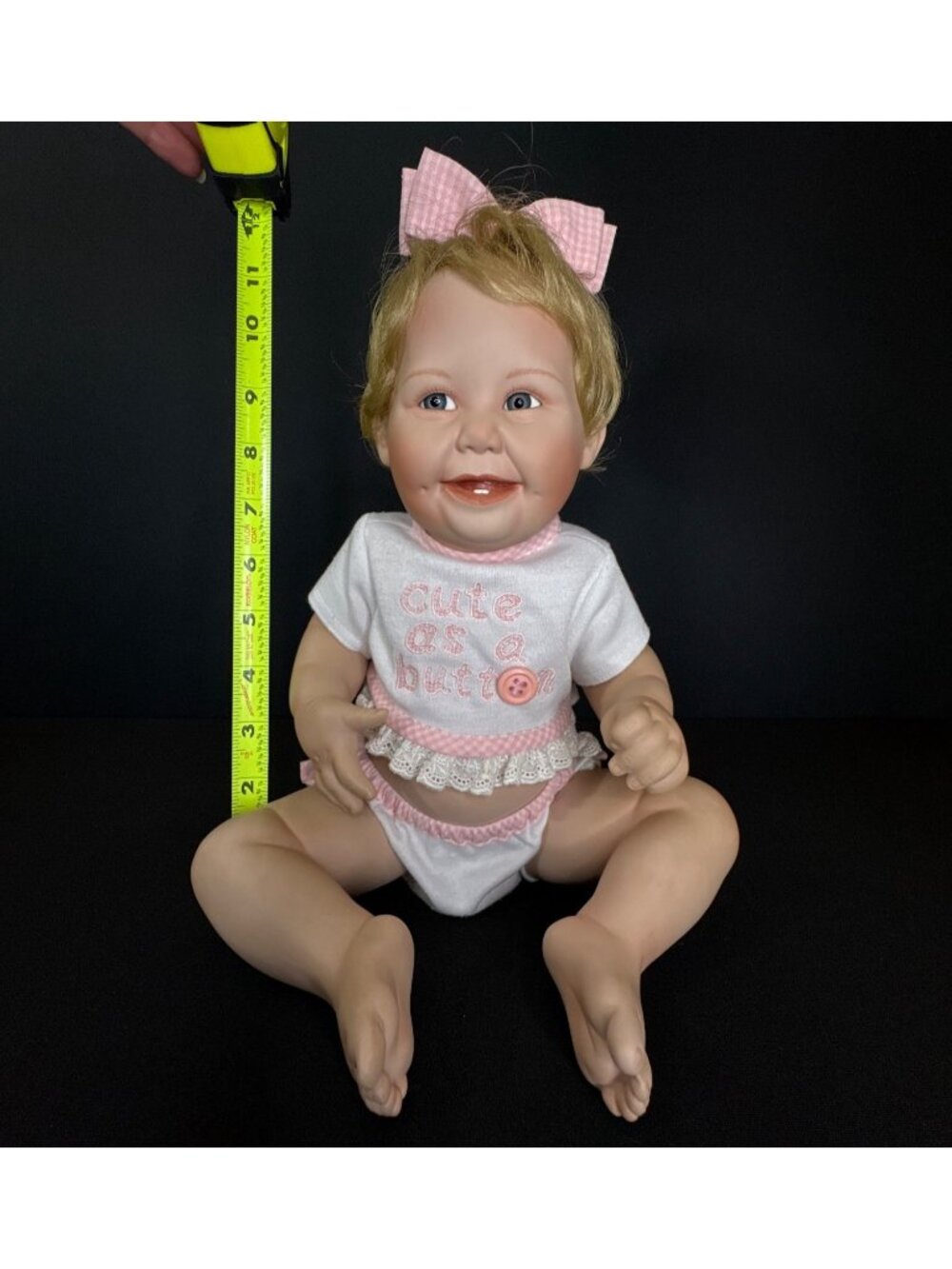 Ashton-Drake Galleries 1993 "Cute As A Button" Baby Doll Blonde Hair Pink Outfit - Picture 15 of 16